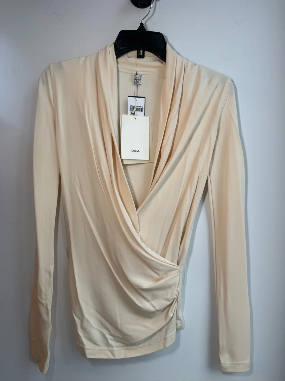 TOTEME Cream Wrap-Effect Draped Jersey Top - Long Sleeve - XXS (0) - BNWT - Picture 8 of 13